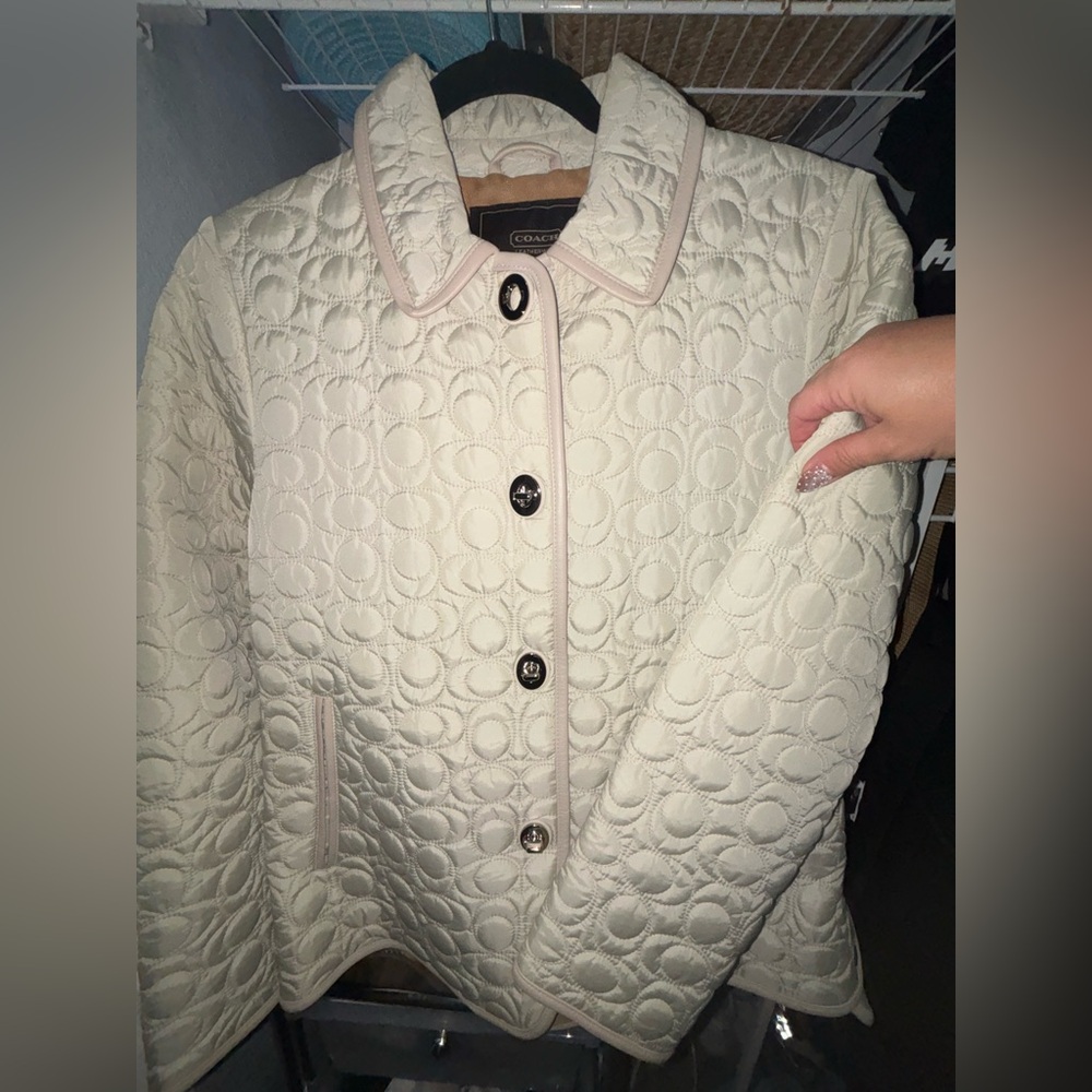 Coach Ivory Quilted Puffer Jacket